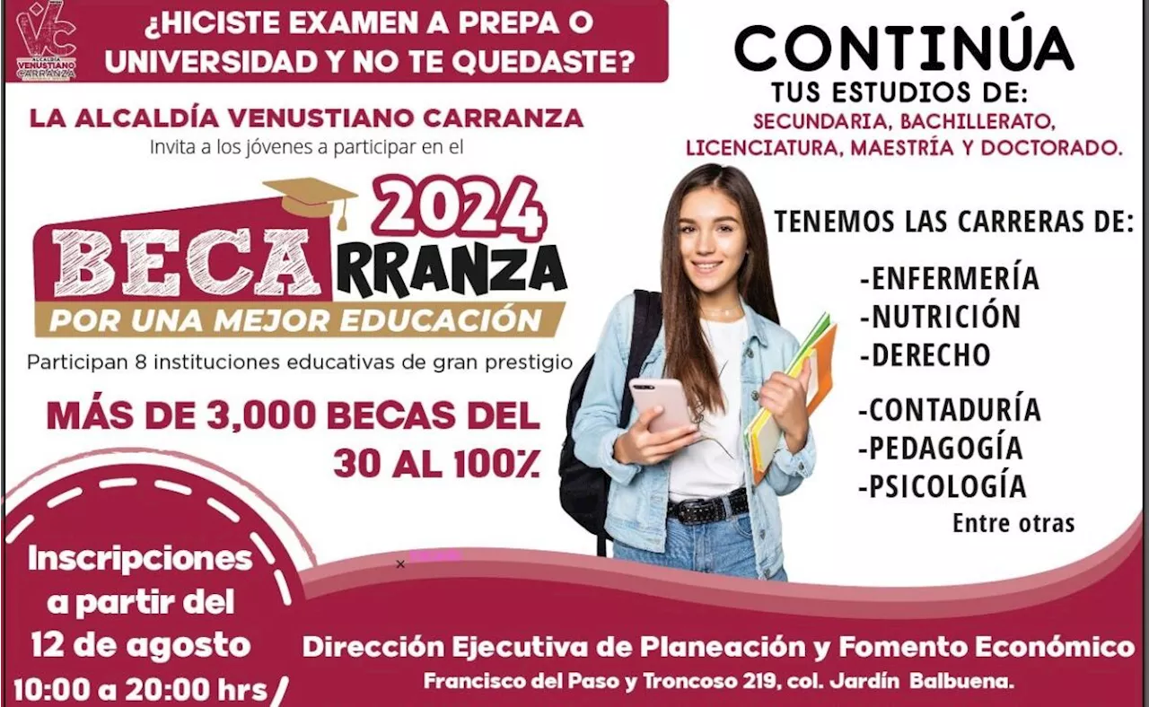 Lanzan 'BeCarranza 2024'; beca en apoyo a jóvenes de la Venustiano Carranza para que sigan estudiando