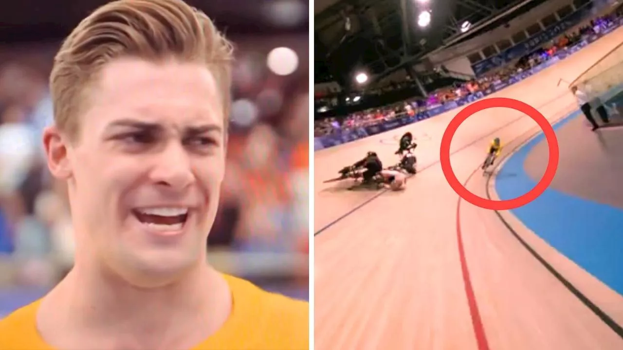 ‘I just did a Bradbury’: Aussie’s brilliant viral moment after track cycling carnage