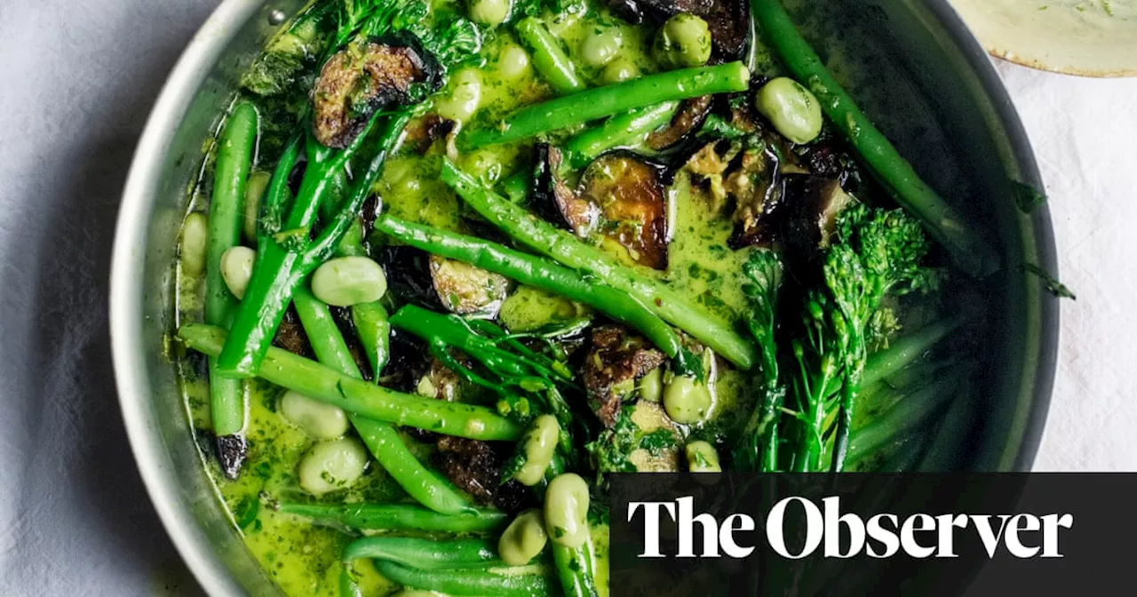 Nigel Slater’s recipes for summer green vegetable curry and summer fruits in raspberry and elderflower