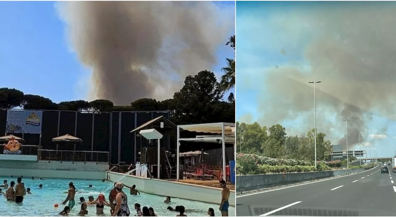 Roma, incendio in via della Pisana: evacuato il parco acquatico di Hydromania, persone intossicate