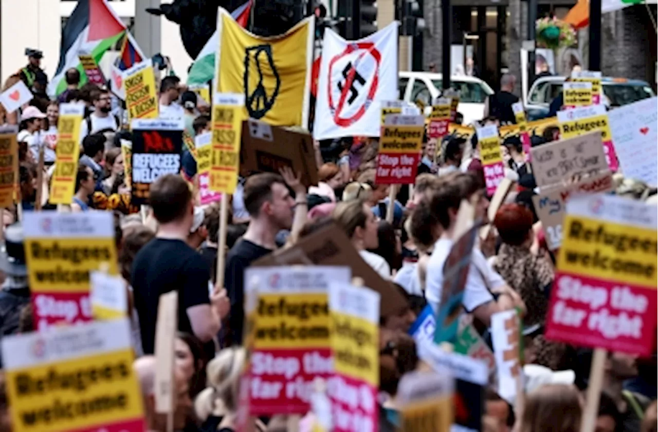 ‘No, we don’t stand for this’: Across UK, thousands join anti-racist rally against far-right riots incited by Southport knife attack