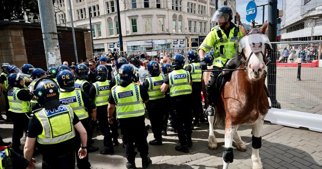 Man, 35, arrested after 'flashing' during violent disorder in Piccadilly Gardens