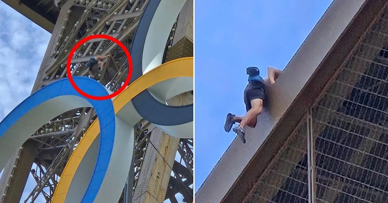 Man arrested after climbing Eiffel Tower in Paris before closing ceremony