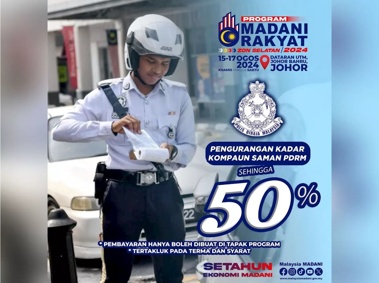 Traffic summons discounts, helmet exchange among highlights at Souther Zone Madani Rakyat event