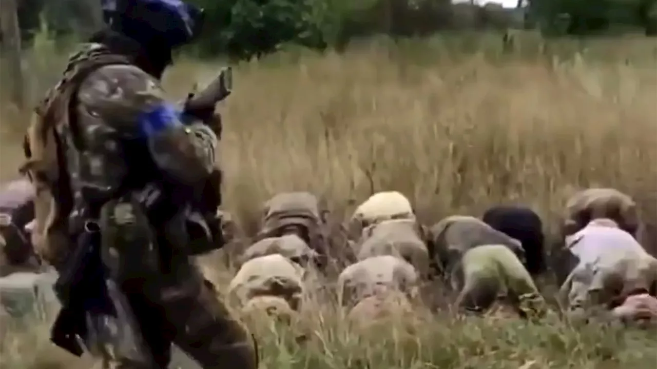 Watch moment Russian troops surrender ‘en masse’ to Ukrainian forces & wave white flag as Kursk invasion en...