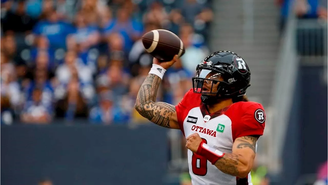 Redblacks QB Masoli to start against Stampeders in Week 11