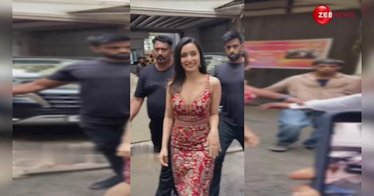 लाल रंग की चटक ड्रेस में बाल झटकाते हुए आईं Shraddha Kapoor, कपड़े देख लोग बोले- साड़ी फाड़ के बनवाई है क्या ?