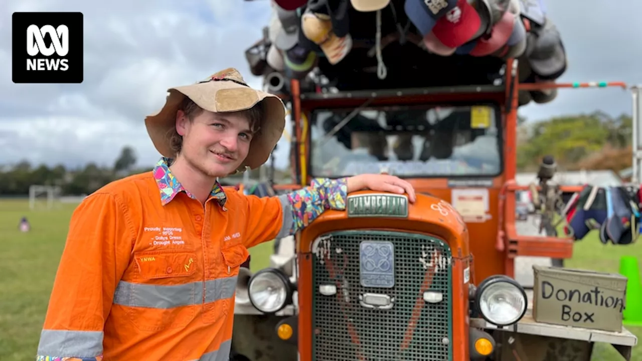 Fundraising 'Travelling Jackaroo' Sam Hughes returns home after epic tractor trek around Australia