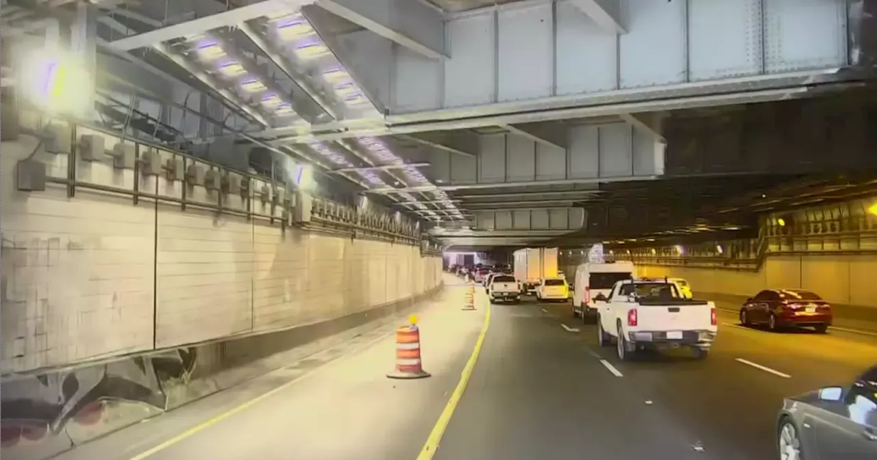 With DNC coming in a week, ceiling of Hubbard's Cave on Chicago's Kennedy Expressway is half-painted