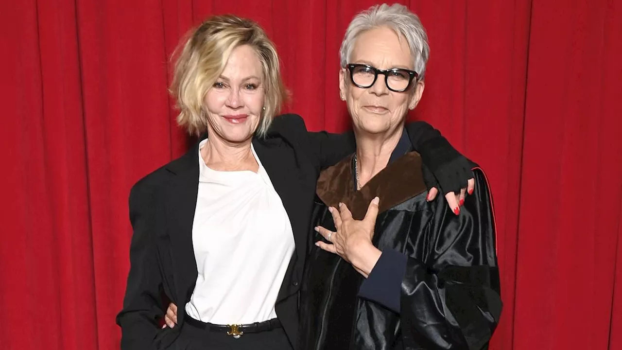 Jamie Lee Curtis, 65, and Melanie Griffith, 67, celebrate 45 YEARS of friendship as they pose at AFI...