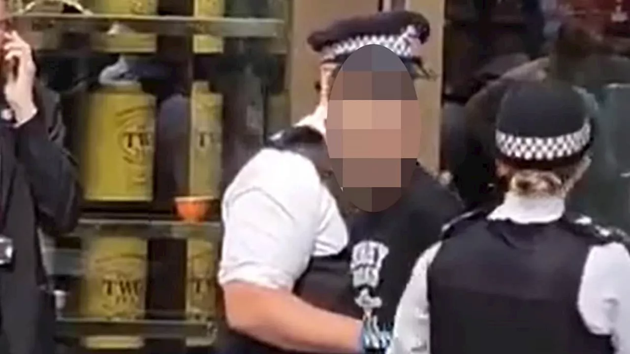 Moment Leicester Square suspect is arrested after girl, 11, and her mother, 34, were stabbed