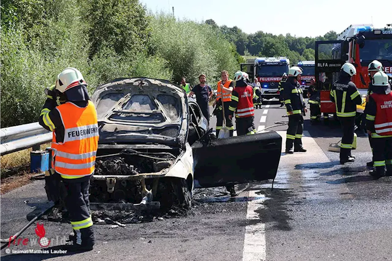 Oö: Autobrand auf A 8 → etwa 50 fuhren in der Rettungsgasse zurück zur Ausfahrt …