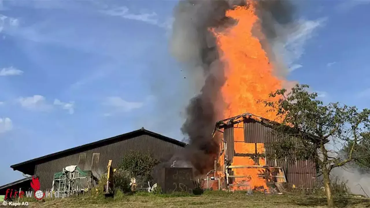 Schweiz: Scheune inklusive Maschinen bei Brand in Ueken zerstört