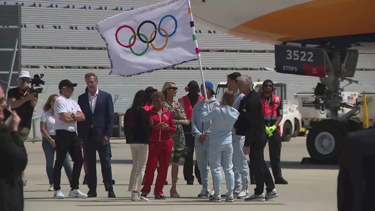 Official Olympic flag arrives in LA ahead of 2028 games