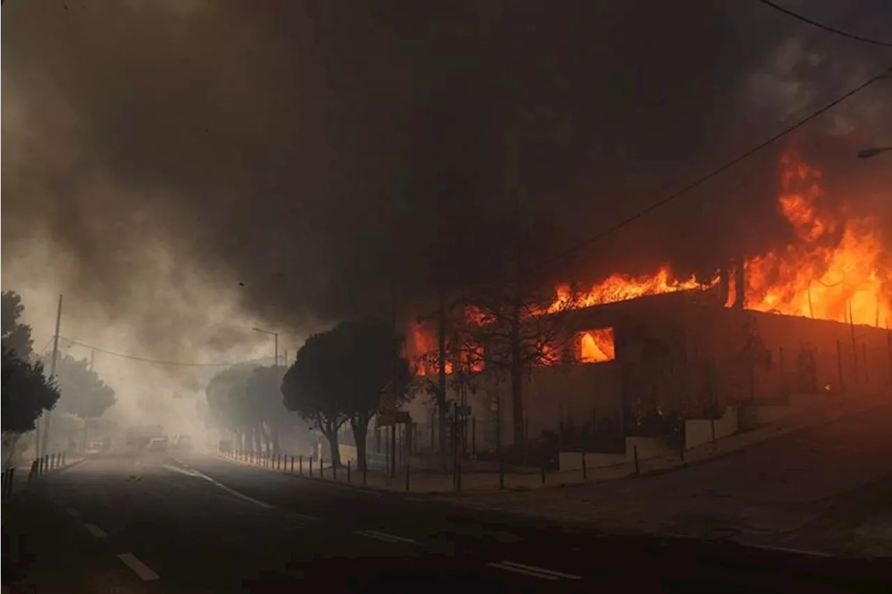 Wildfire fanned by gales menaces Athens suburbs as residents flee