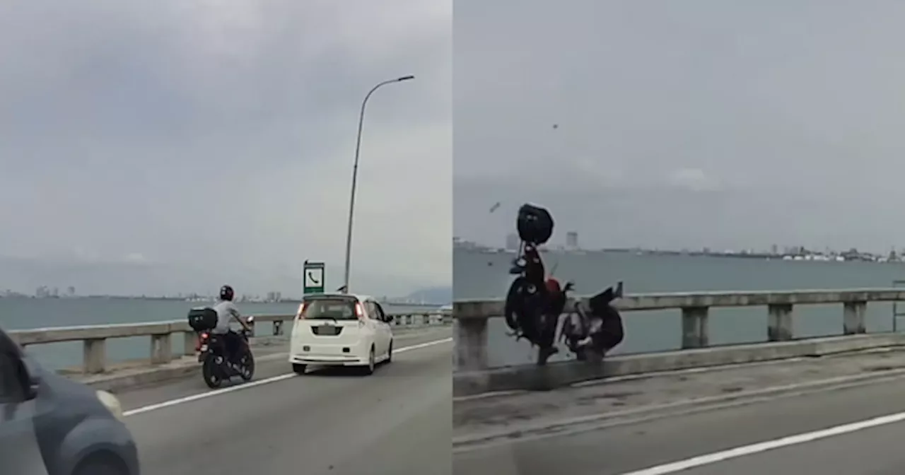 Motorcyclist Dies After Failing To Avoid A Car Suddenly Turning Left On Penang Bridge