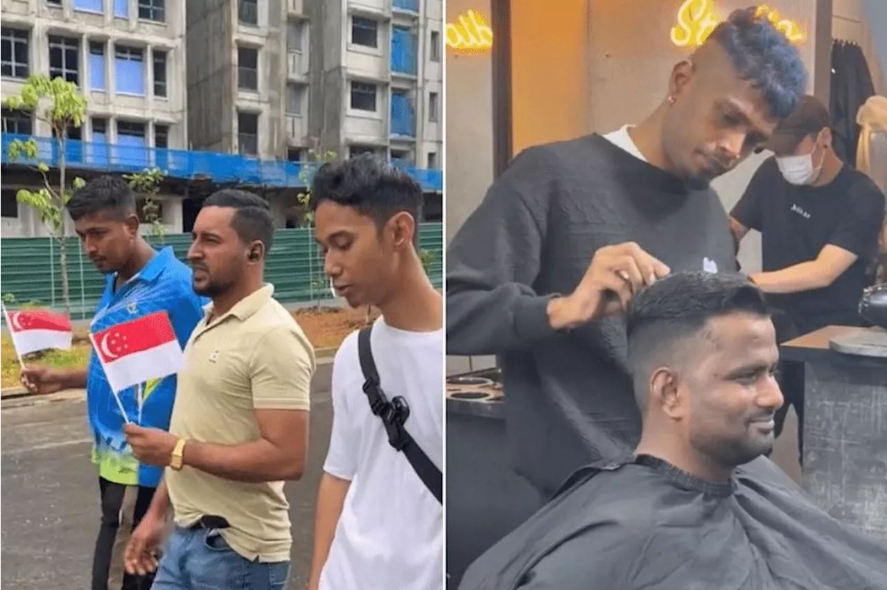 Entrepreneur arranges for free haircuts for 59 migrant workers to mark Singapore’s 59th birthday