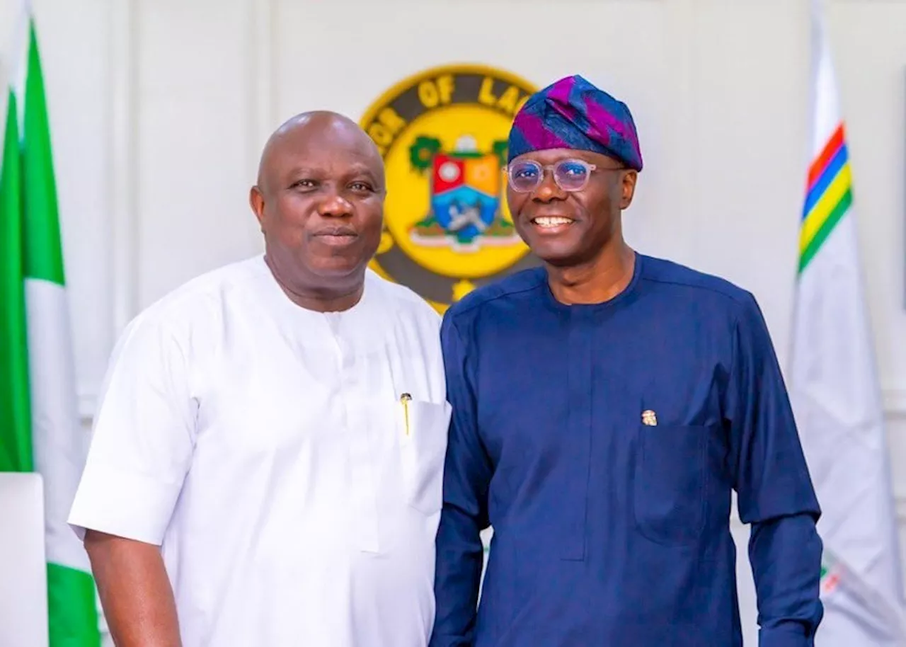 PHOTOS: Sanwo-Olu 'welcomes Ambode back' to Alausa -- first time since 2019