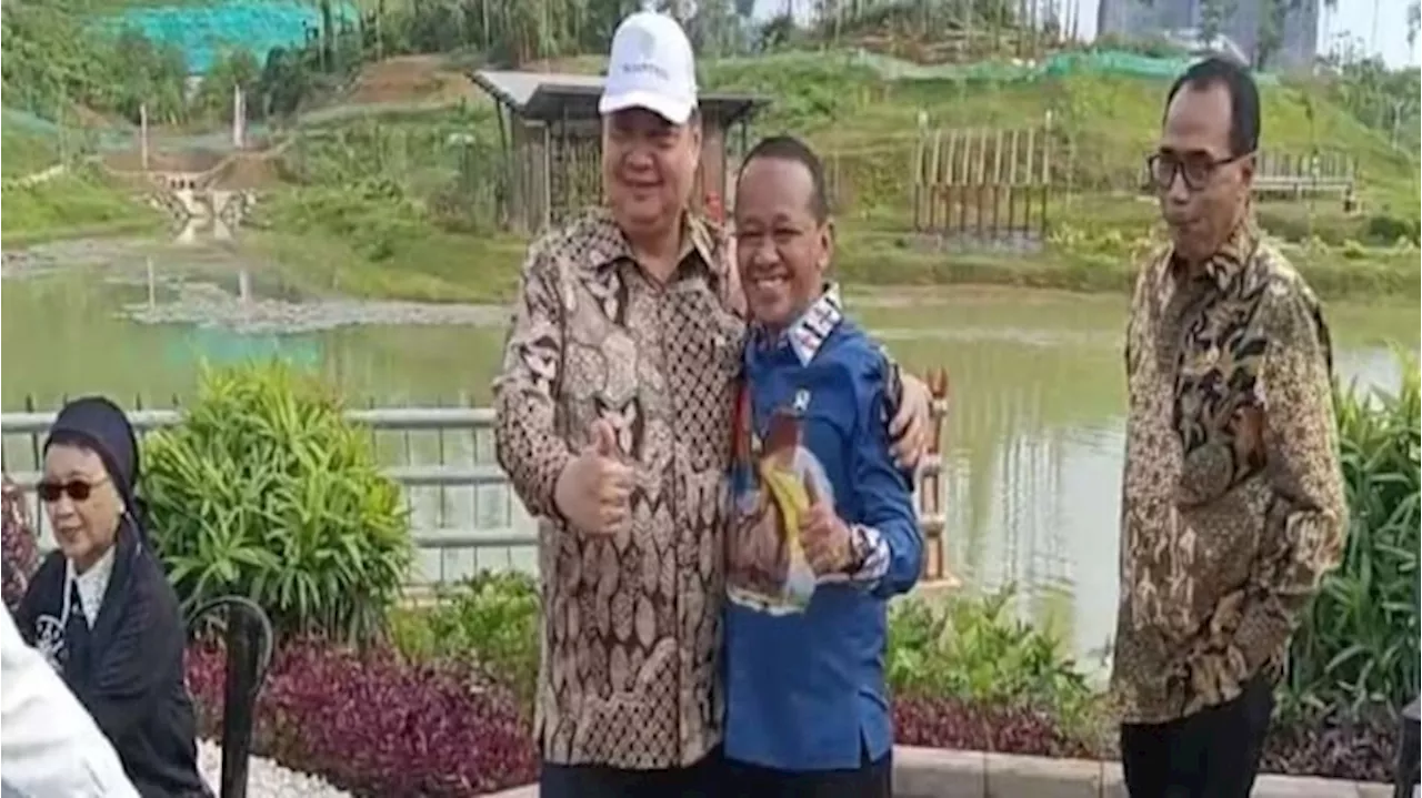 Momen Airlangga dan Bahlil Foto Rangkulan di IKN