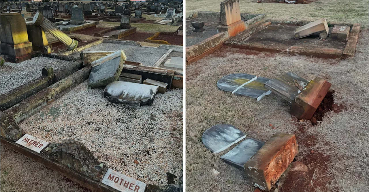 Teenagers arrested after more than 100 headstones destroyed in Toowoomba cemetery