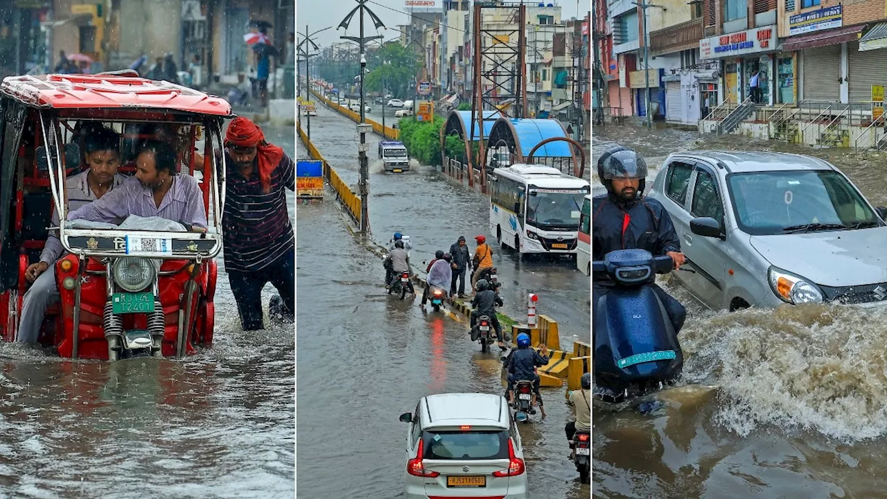 Rajasthan Rain: बारिश से बेहाल राजस्थान, तस्वीरें बयां कर रहीं हाल, जानें कब तक जारी रहेगा मौसम का रौद्र रूप