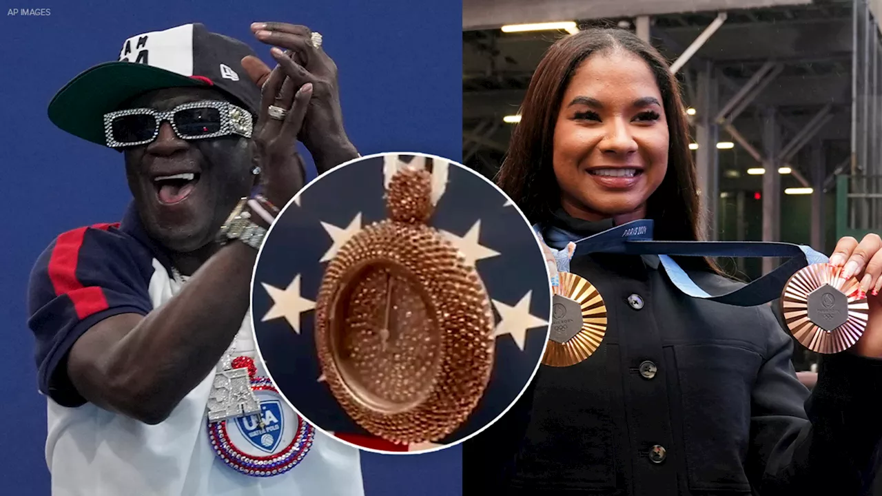 Flavor Flav makes Jordan Chiles bronze clock necklace after she was stripped of Olympic medal