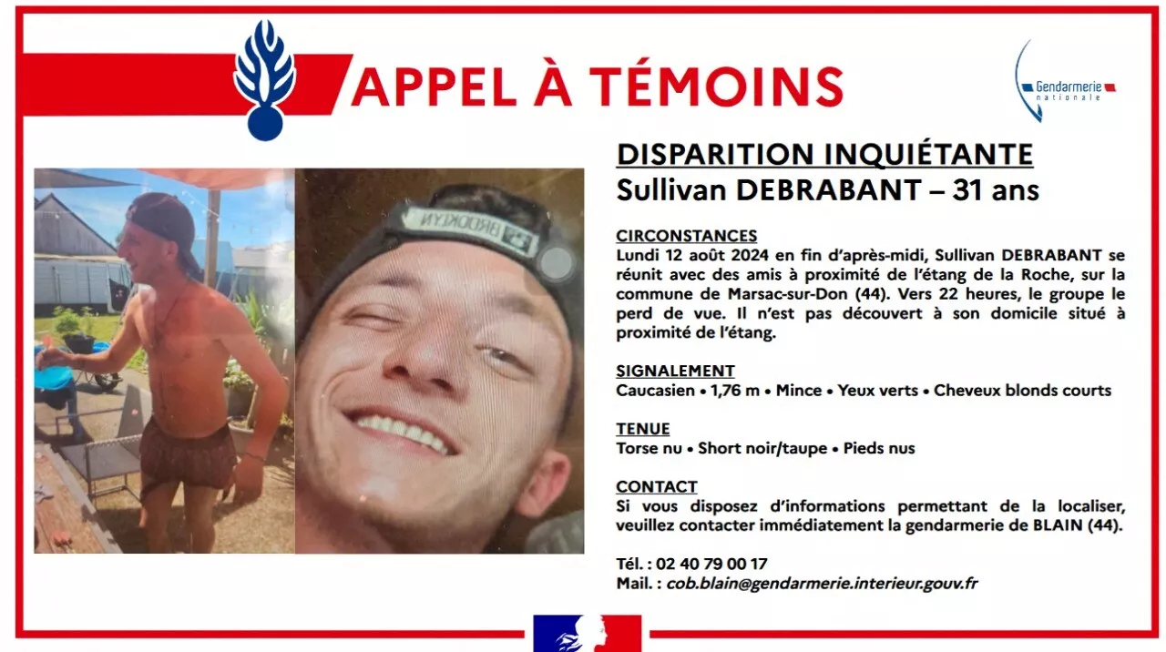 Disparition en Loire-Atlantique : un appel à témoin pour retrouver un homme