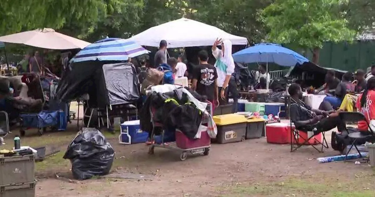 Tent encampment outside Randall's Island migrant shelter will be addressed, NYC insists