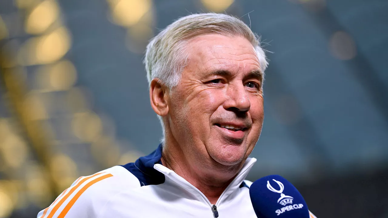 Ancelotti alla vigilia della Supercoppa Europea: 'L'Atalanta è forte. Inserire Mbappé? Non ci vuole Einstein'