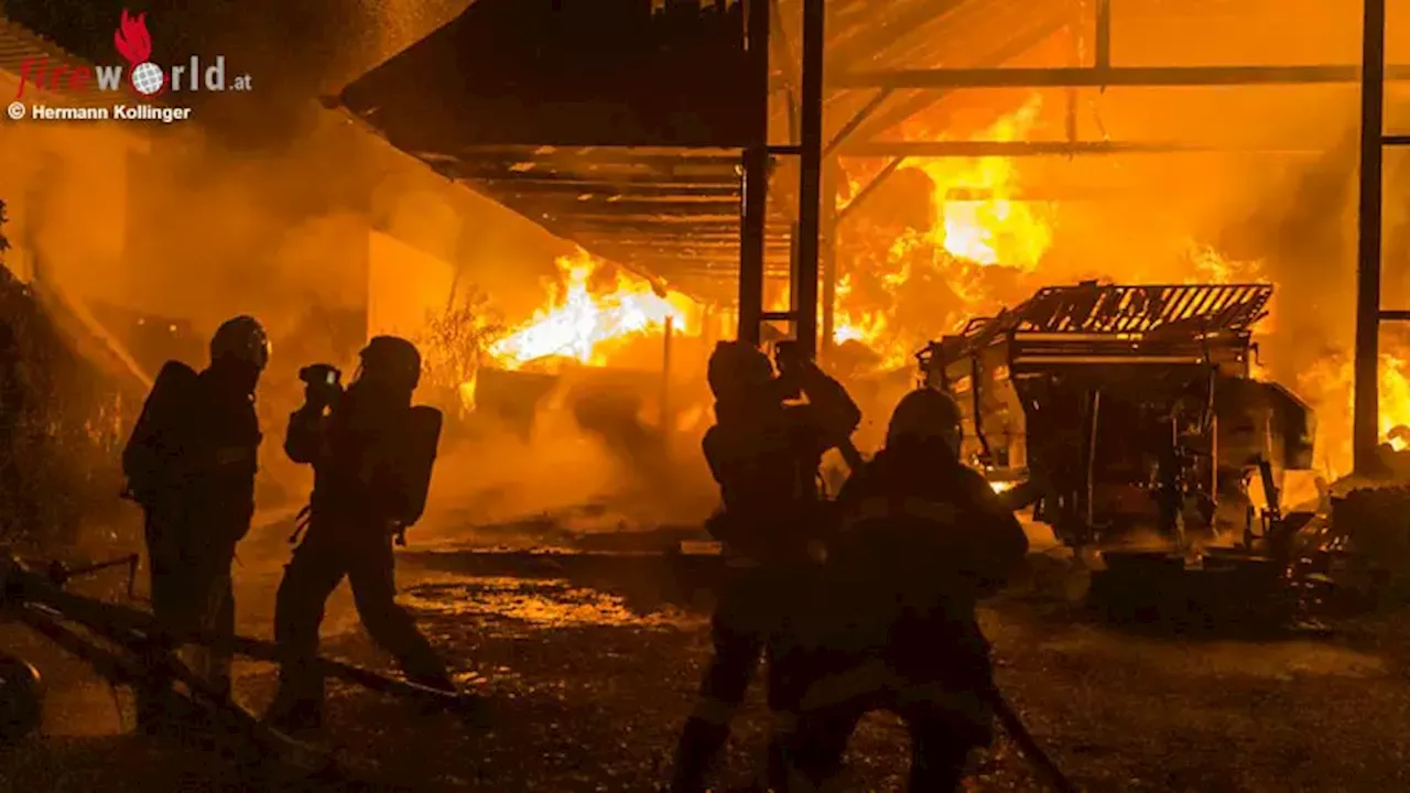 Oö: Blitzschlag setzt Stadel in Fraham in Brand → Feuerwehren schützten Objekte rundherum mit Erfolg