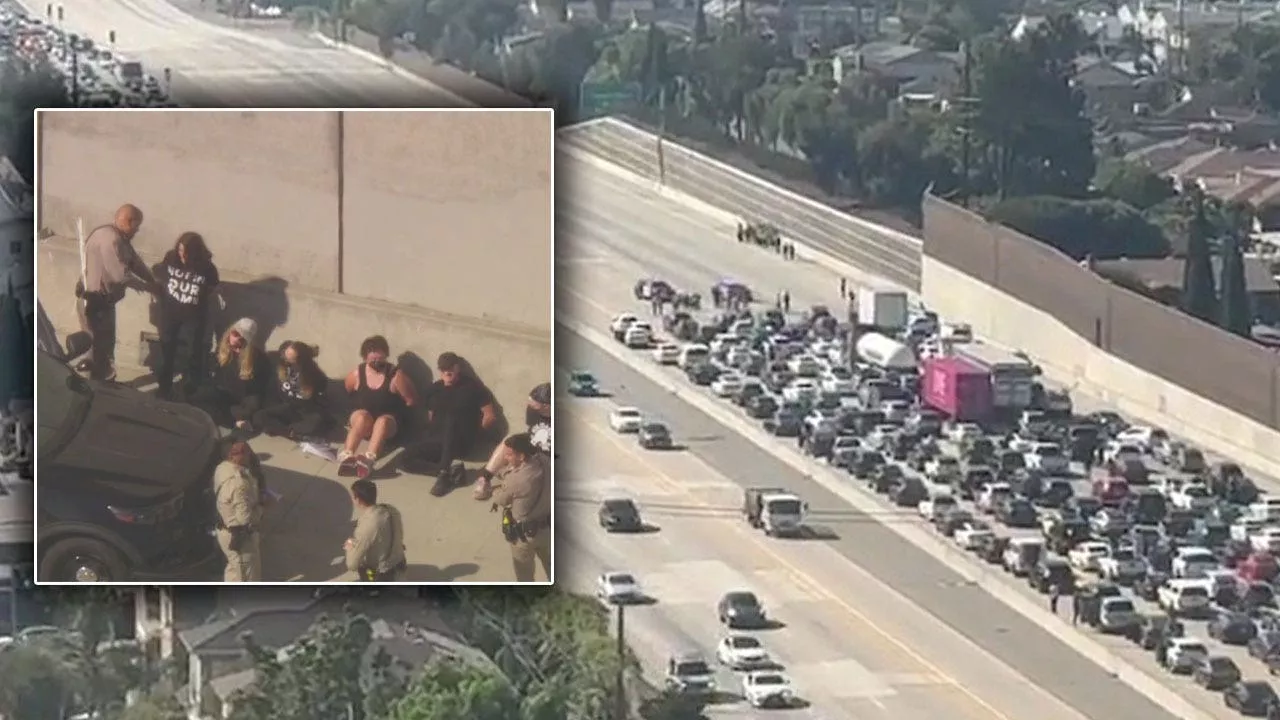 Gaza protesters shut down 405 Freeway in West LA