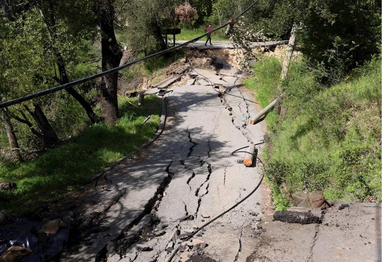 Temporary road repairs being made after Santa Cruz Mountains landslide