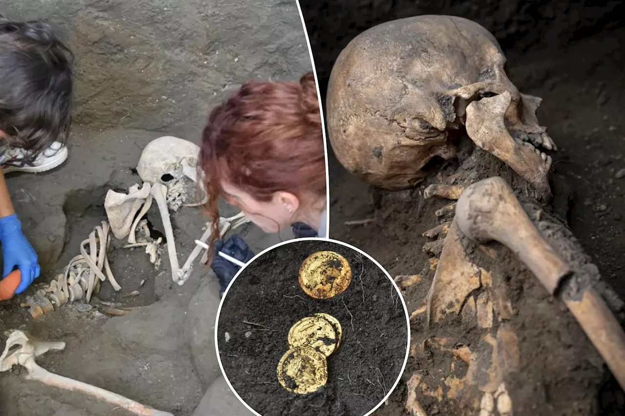 Skeletons of man, woman clutching coins found in 'invaluable' discovery at Pompeii site