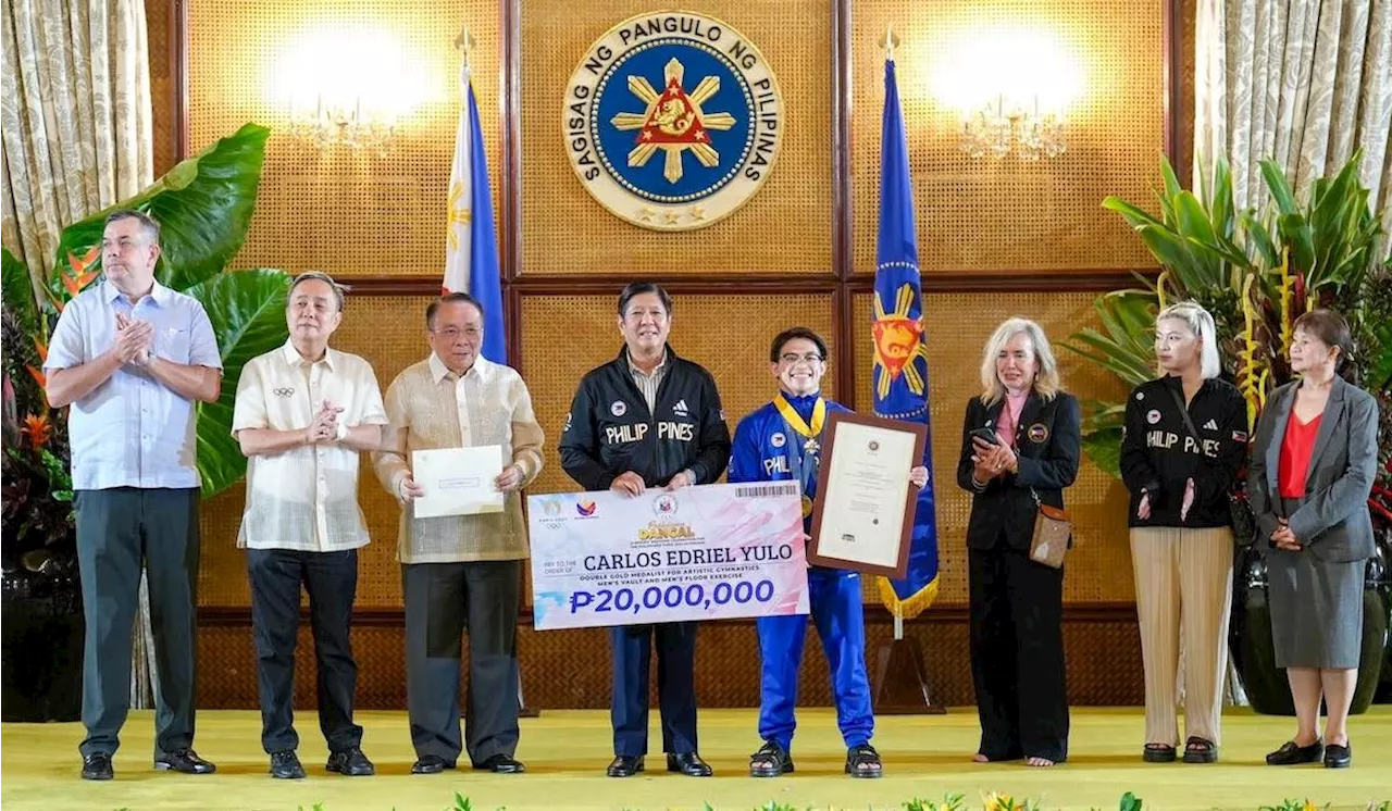 Carlos Yulo receives P20 million from Marcos’ office as all PH Olympians rewarded