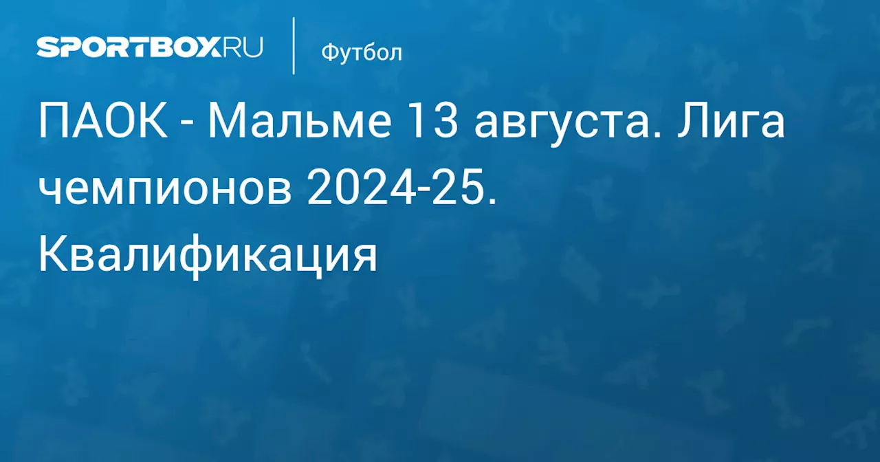  Мальме 13 августа. Лига чемпионов 2024-25. Квалификация. Протокол матча