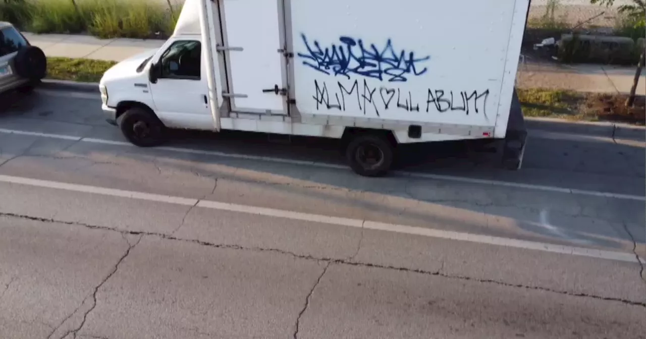 Family fit to be tied as vandals keep on tagging work truck in Chicago's Pilsen neighborhood