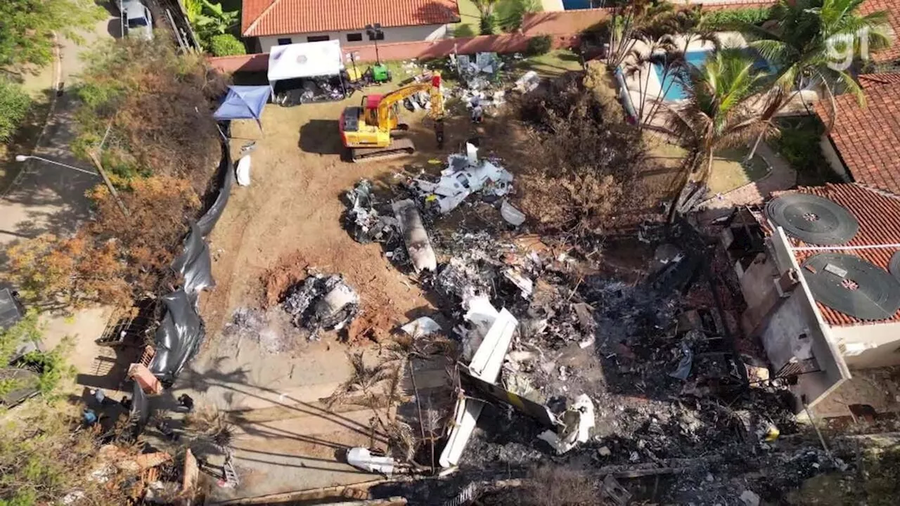 Imagens de drone mostram local da tragédia cinco dias após queda de avião com 62 mortes em Vinhedo