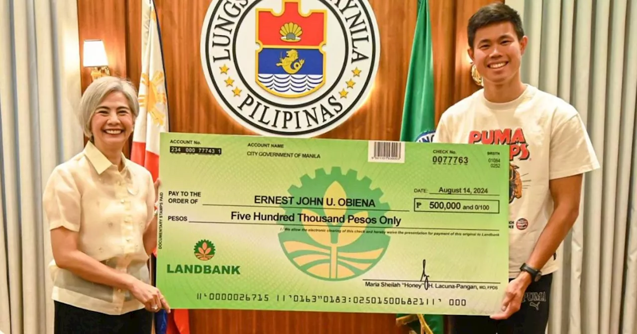 EJ Obiena receives P500K cash incentive from City of Manila