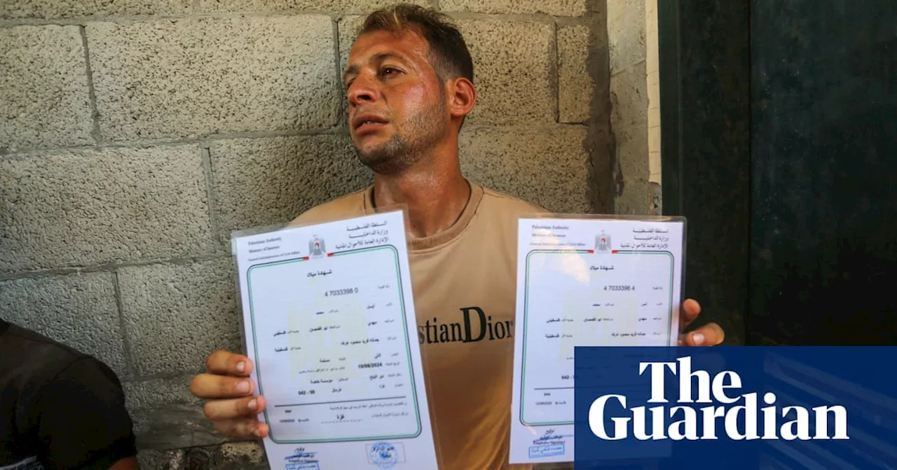 Four-day-old twins killed in Gaza by Israeli airstrike as father registered births