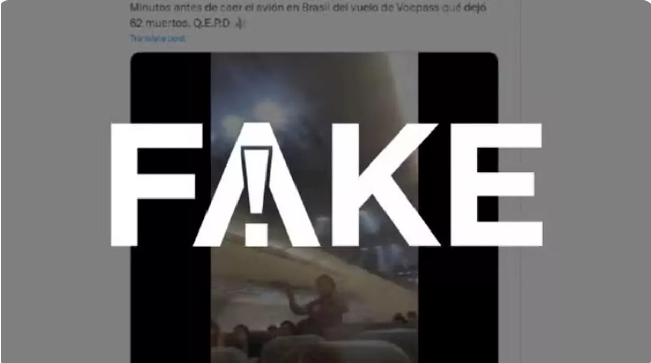 É #FAKE que vídeo mostre passageiros momentos antes de avião da Voepass cair em Vinhedo