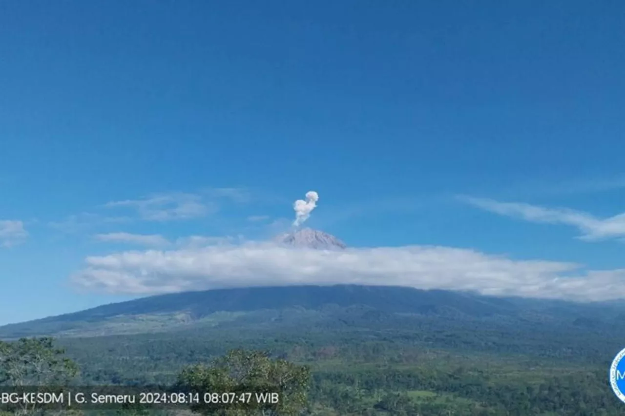 Penampakan Gunung Semeru Erupsi Beberapa Kali