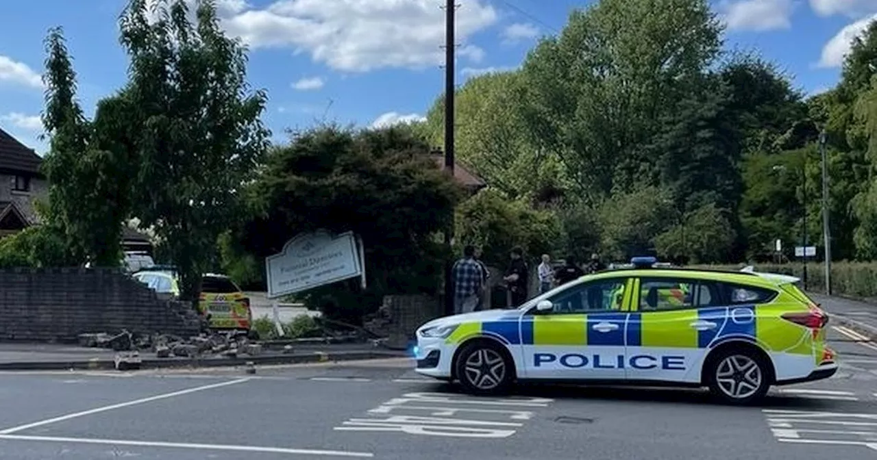 Police car hits wall while responding to 999 call as officer rushed to hospital