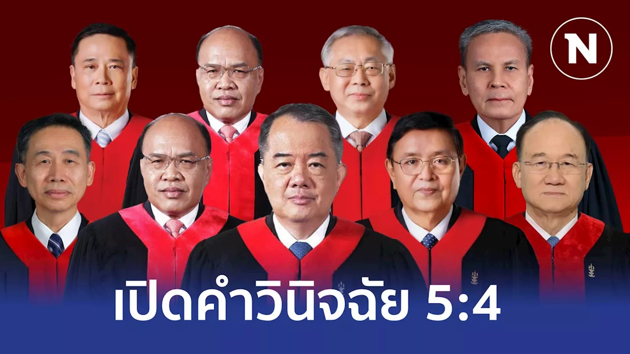 เปิดคำวินิจฉัย'ศาลรธน.' 5 ต่อ 4 ใครเป็นใคร ให้'นายกฯ'พ้นเก้าอี้ พร้อมครม.