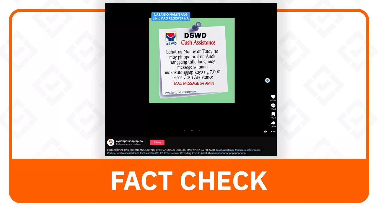 FACT CHECK: Peke ang link para sa P7,000 DSWD educational cash grant