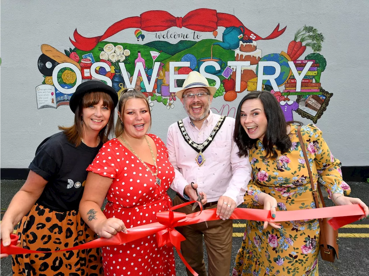 See our photos of huge Oswestry mural packed with cute details inspired by town's past and present