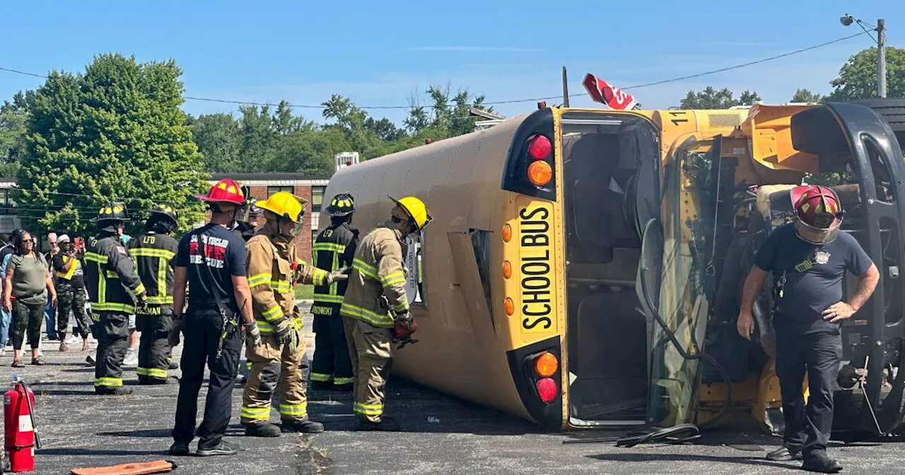 South Euclid-Lyndhurst School District host school bus rollover training for staff and fire department