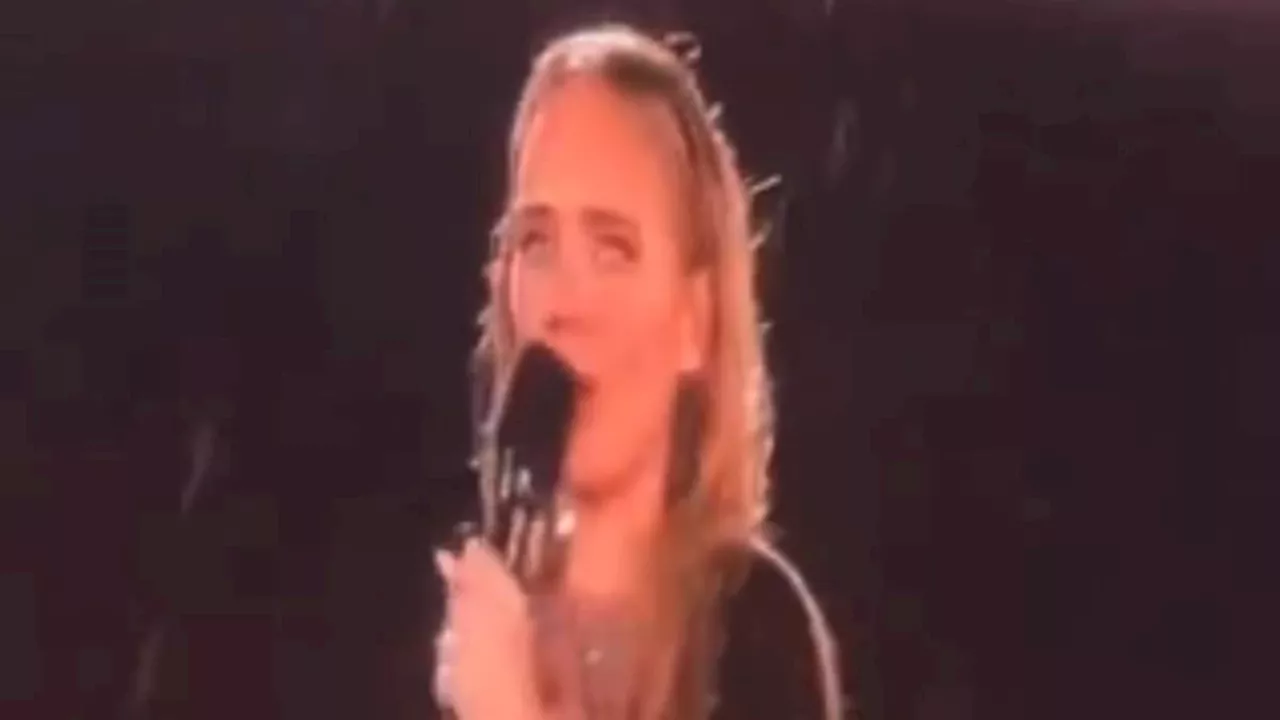 The moment Adele 'twerks' while suffering a wardrobe gaffe in the pouring rain on stage in Munich -...