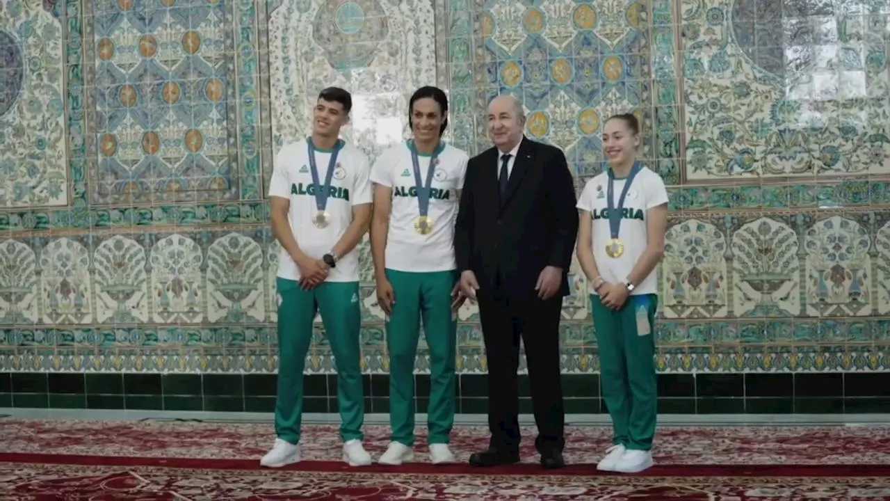 Il presidente dell'Algeria riceve Imane Khelif e gli altri atleti vincitori di una medaglia alle Olimpiadi