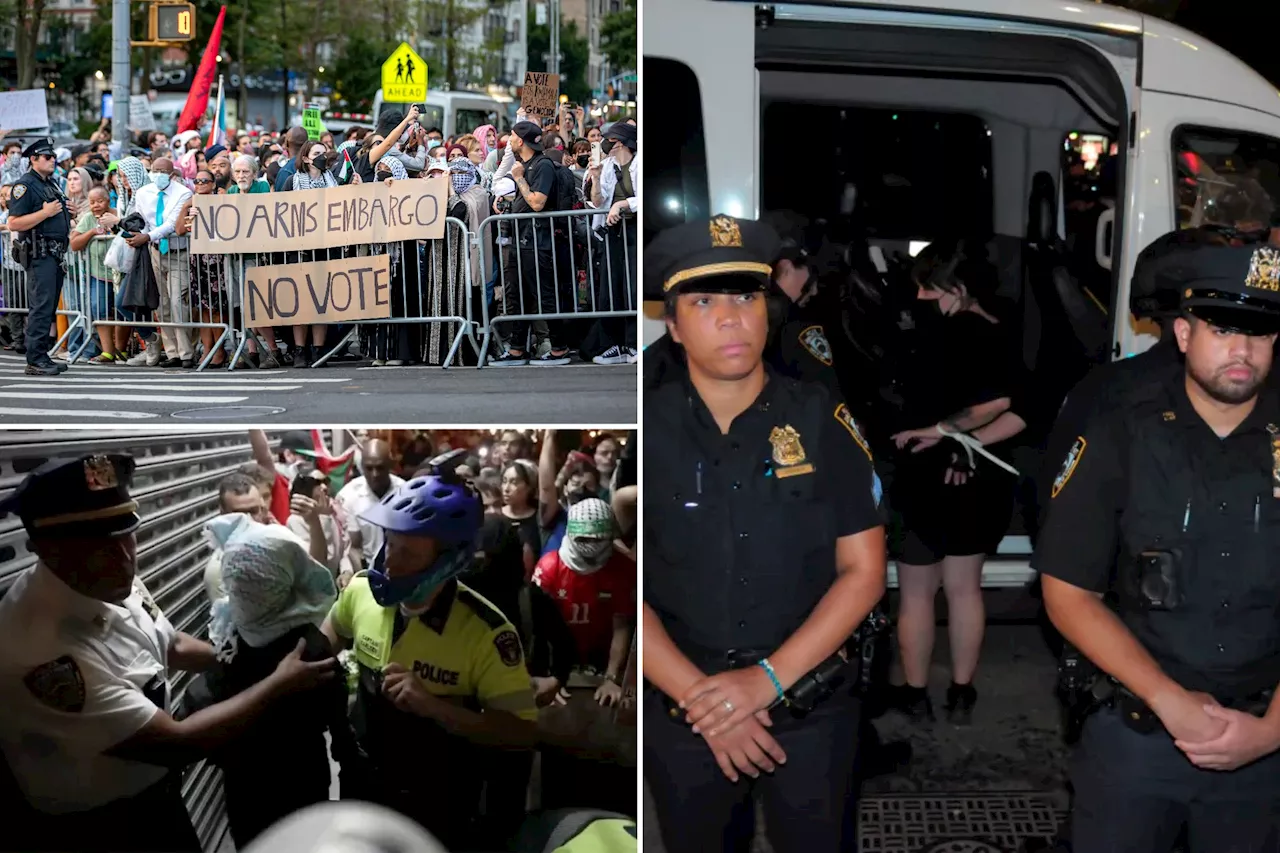 14 busted as rowdy anti-Israel protesters descend on NYC rally for VP Kamala Harris: cops