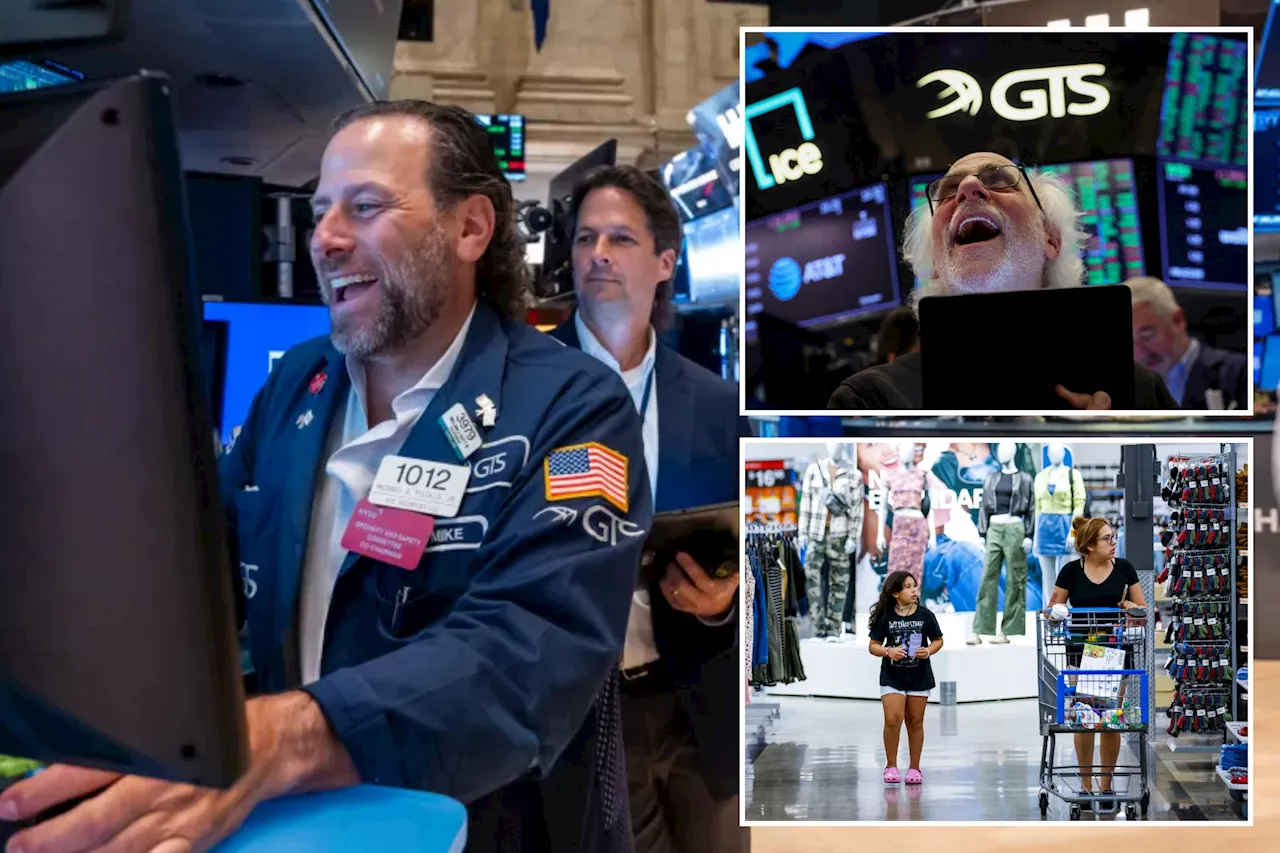 Dow surges 400 points as strong retail sales data ease fears of slowdown